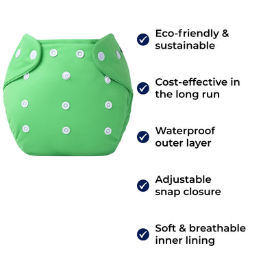 EcoNappie | Reusable Baby Diaper – Waterproof Adjustable Snaps – Soft Breathable Lining – Leak Protection