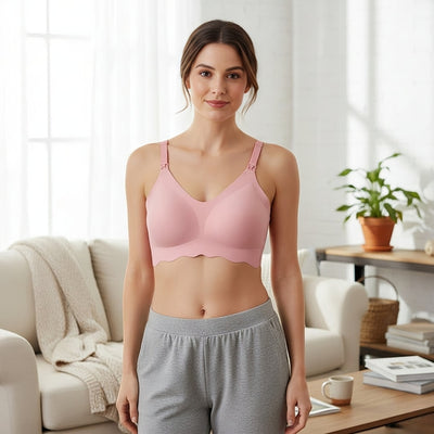 MumEase | Wireless Nursing Bra – One-Hand Snap Access – Ultra-Thin Breathable Support – All-Day Comfort for Breastfeeding Mums