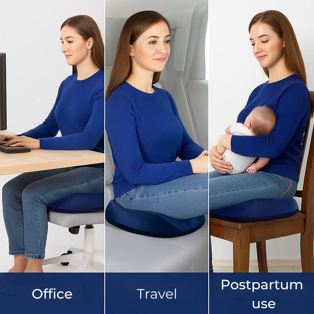 SitRelief | Donut Seat Cushion – Tailbone & Haemorrhoid Relief – Memory Foam – Washable Cover – Office, Travel, Postpartum Use