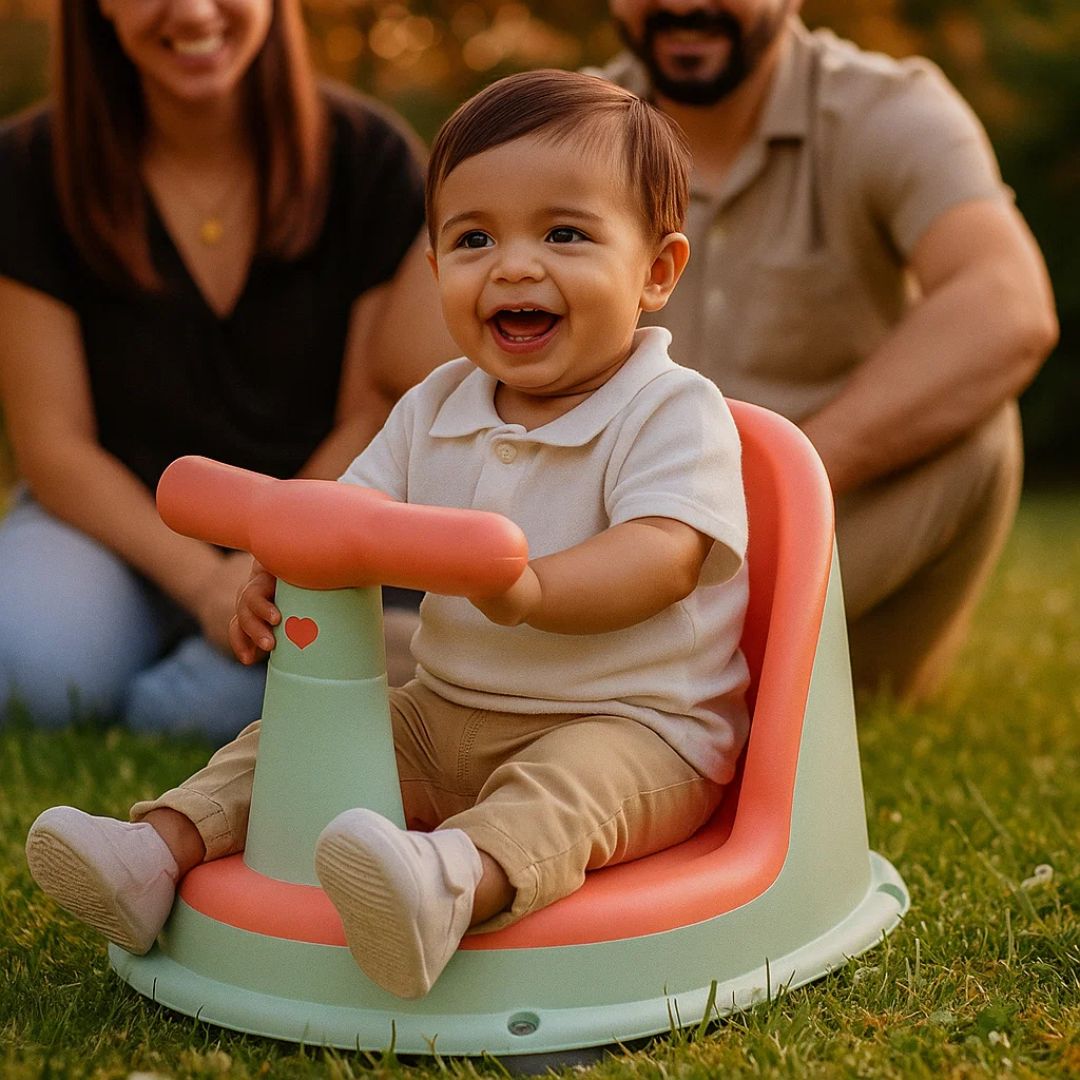 AquaSure | Non‑Slip Baby Bath Seat – Stainless Suction Cups – Premium Soft Cushion – Hands‑Free Parent Use