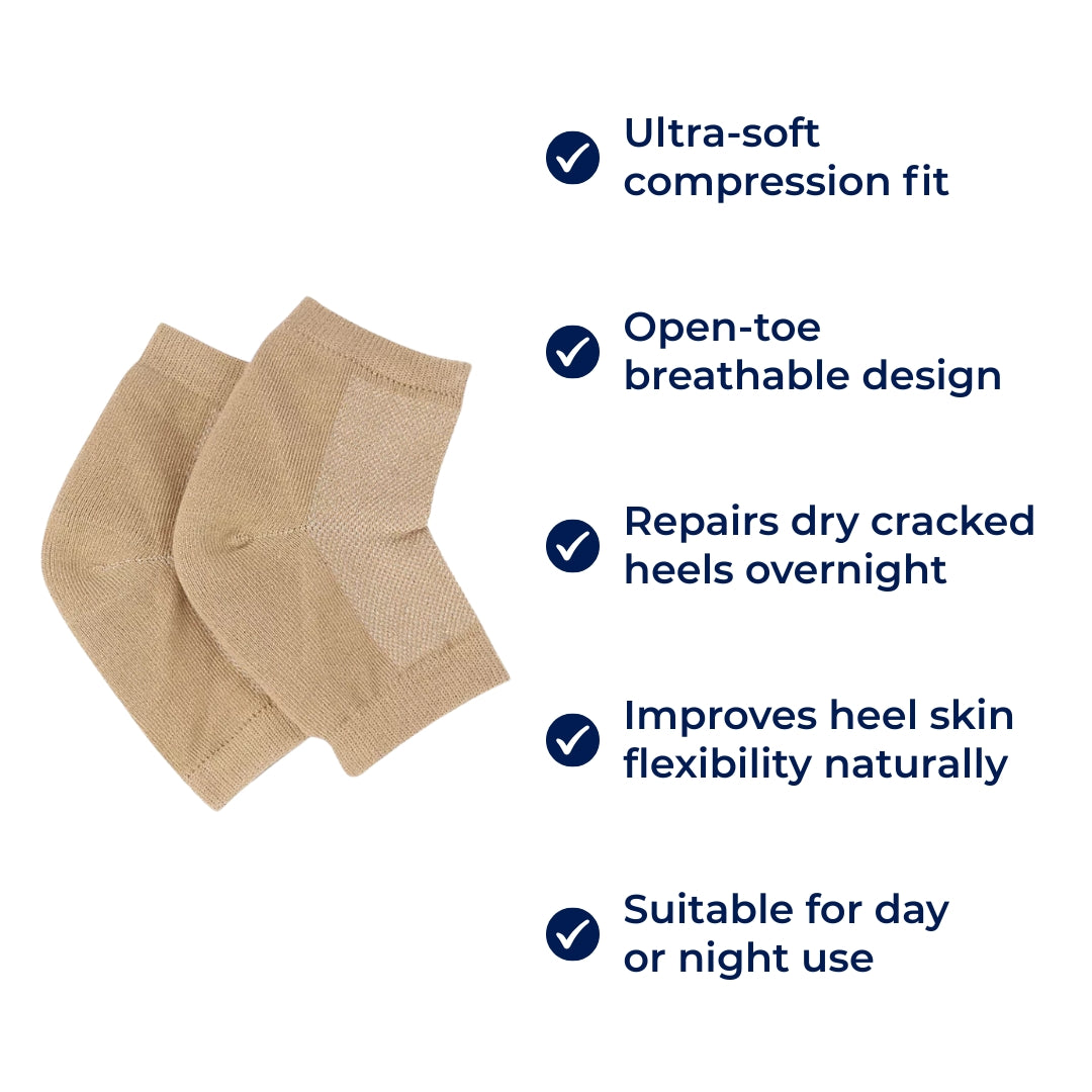 HeelEase | Gel Heel Repair Socks – Moisturising Gel Lining – Cushioned Open-Toe – Softens Cracked Heels Overnight – For Foot Relief Comfort