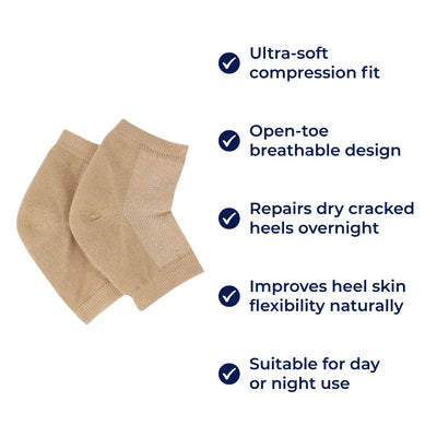 HeelEase | Gel Heel Repair Socks – Moisturising Gel Lining – Cushioned Open-Toe – Softens Cracked Heels Overnight – For Foot Relief Comfort