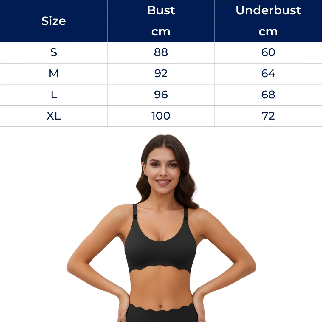 MumEase | Wireless Nursing Bra – One-Hand Snap Access – Ultra-Thin Breathable Support – All-Day Comfort for Breastfeeding Mums