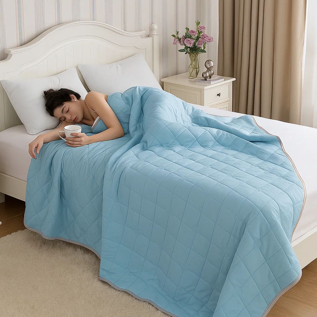 SilkCool | Cooling Blanket – Instant Cooling Comfort – Silky Hypoallergenic Fibre – Prevents Overheating – Relief for Night Sweats Sensitive Skin