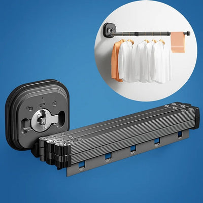 SpaceEase | Folding Clothes Hanger – Retractable Wall-Mounted Rack – Stainless Steel – Ideal for Small Spaces