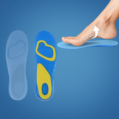 StrideEase | Arch Support Gel Insoles – Plantar Fasciitis Relief – Self-Adhesive Gel Cushioning – Everyday Comfort for Flat-Footed Walkers