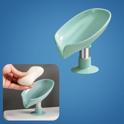 LeafDry | Self-Draining Soap Holder – Keep Soap Dry – Strong Suction Cup – No Drill Mount – Hygienic Bathroom & Shower Storage Solution