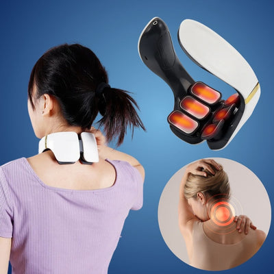 PulseWave Neck and Back Massager | Neck Pain Relief - Back Pain Relief - Muscle Relaxation - Portable with Heat Therapy