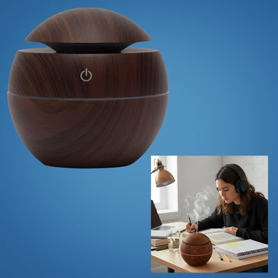 CalmaMist | Essential Oil Diffuser Humidifier – Gentle Quiet Mist & LED Night-Light – Wood Finish – Relieve Dry Air Improve Sleep Boost Comfort