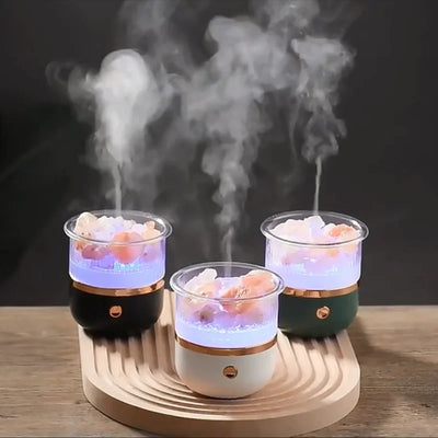 SereniGlow Crystal Salt Humidifier | USB Aroma Diffuser – Night Light & Air Purifier – For Relaxation, Stress Relief & Improved Air Quality