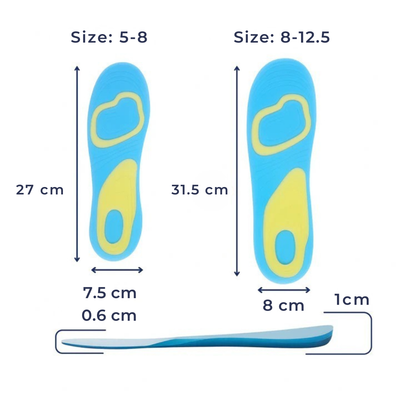 StrideEase | Arch Support Gel Insoles – Plantar Fasciitis Relief – Self-Adhesive Gel Cushioning – Everyday Comfort for Flat-Footed Walkers