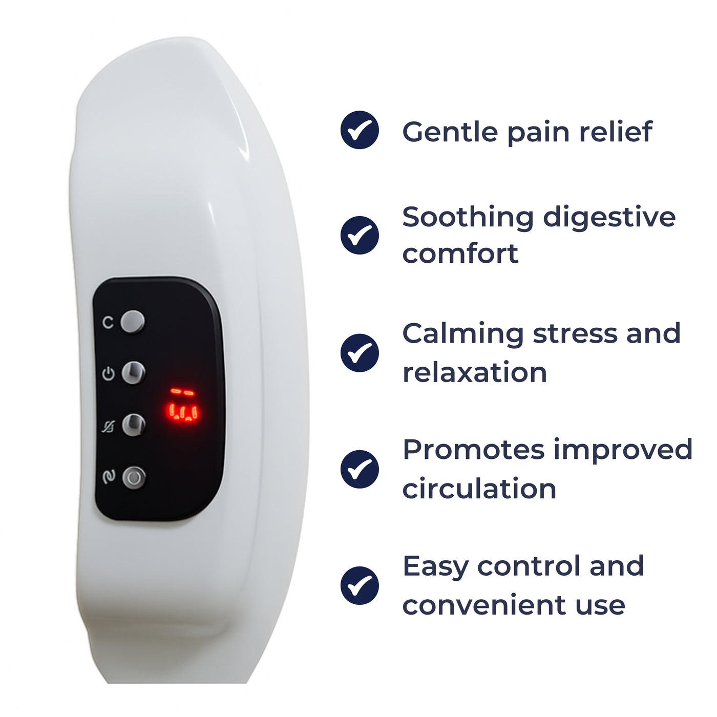 CoreCalm | Abdominal Heating Massager – Heat Light Massage – Adjustable Wireless Belt – Relief for Period Cramps & Bloating
