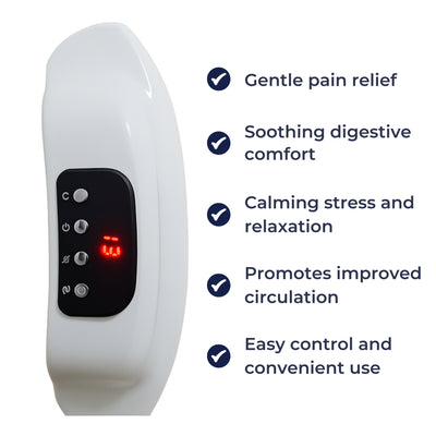 CoreCalm | Abdominal Heating Massager – Heat Light Massage – Adjustable Wireless Belt – Relief for Period Cramps & Bloating