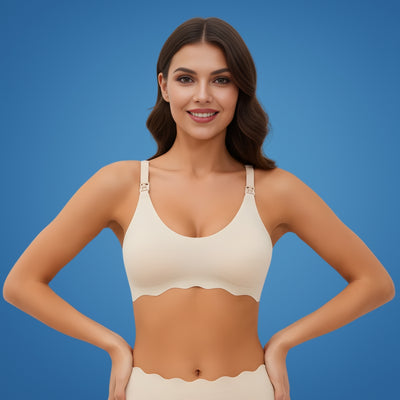 MumEase | Wireless Nursing Bra – One-Hand Snap Access – Ultra-Thin Breathable Support – All-Day Comfort for Breastfeeding Mums