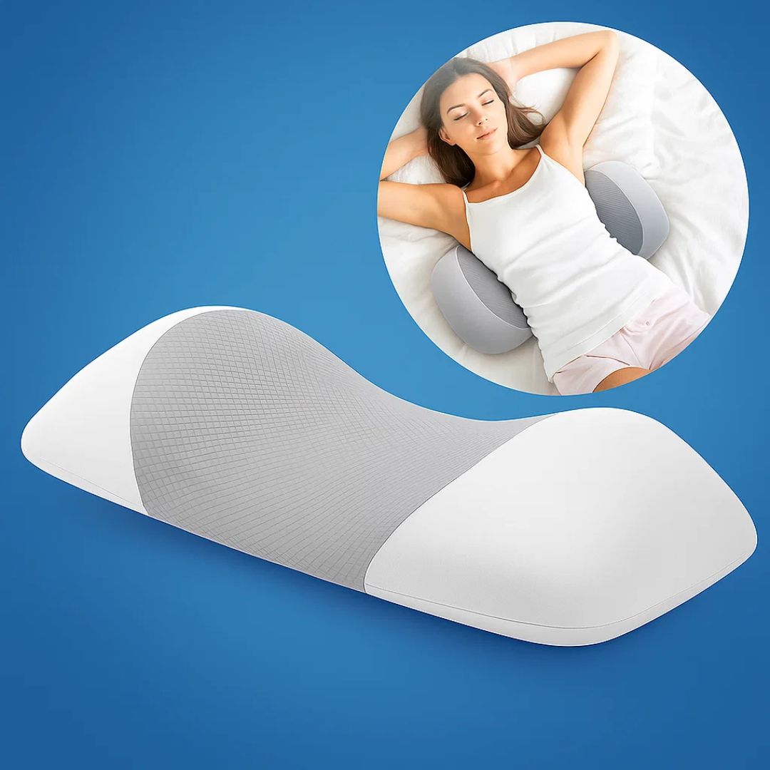 SpineEase | Lumbar Support Memory Foam Pillow – Back Pain Relief – Breathable Cover – Ergonomic Sleep Aid