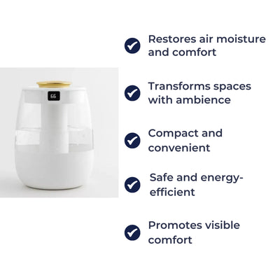 MistEase | Humidifier & Aroma Diffuser – Quiet Night-Light Mode – 1300 ml Tank – Dry Air Relief for Bedroom & Nursery