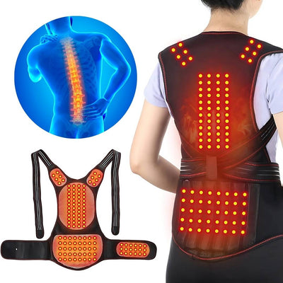 MagniTherm Self-Heating Back Support | Adjustable Heated Posture Corrector - Back Pain Relief - Posture Improvement