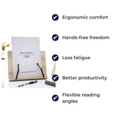 PageLift | Book stand – Foldable Adjustable – Wooden Stable Frame – Cookbooks Tablets and Hands-free Reading