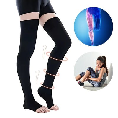 FlexiSupport | Toeless Thigh Compression Stockings - Graduated Compression for Improved Circulation & Swelling Relief