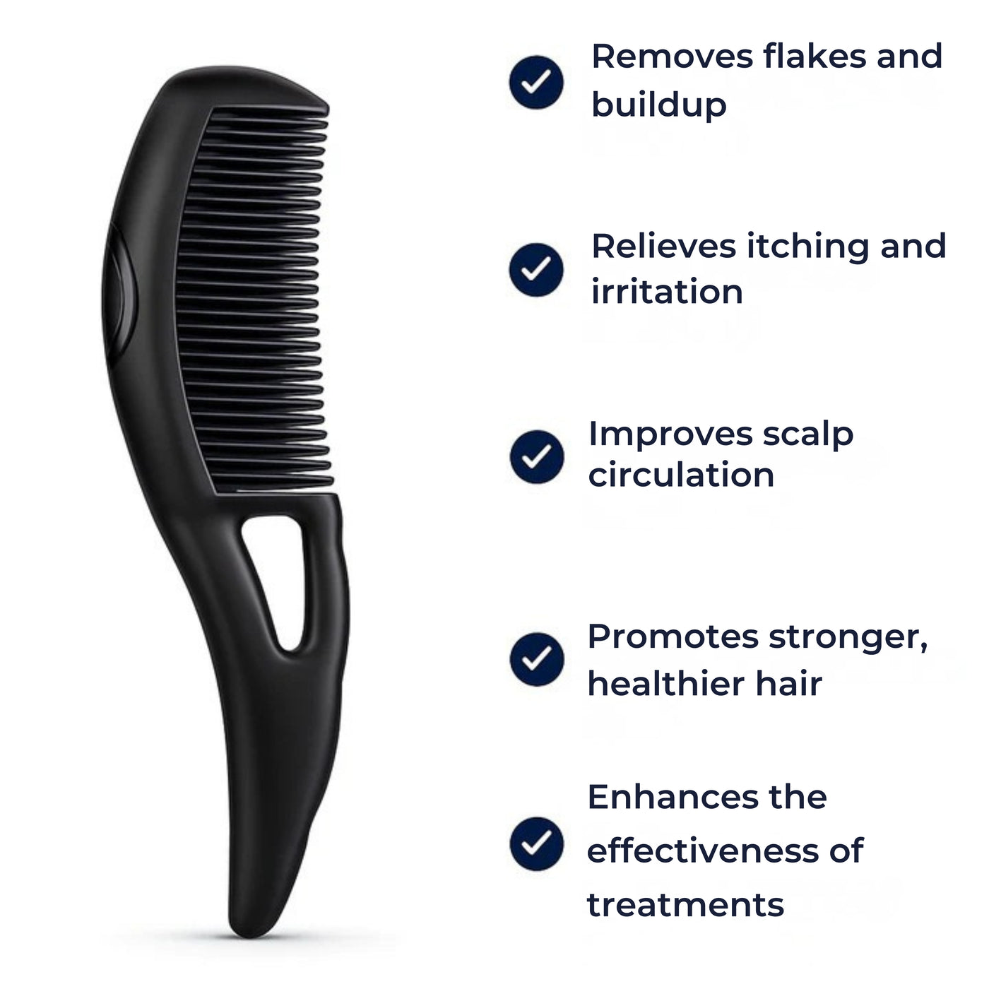 ClearScalp | Dandruff Removal Comb – Hollow Design – Soft Tip Scalp Massager – Relieves Itch – Removes Flakes – Healthy Clean Hair