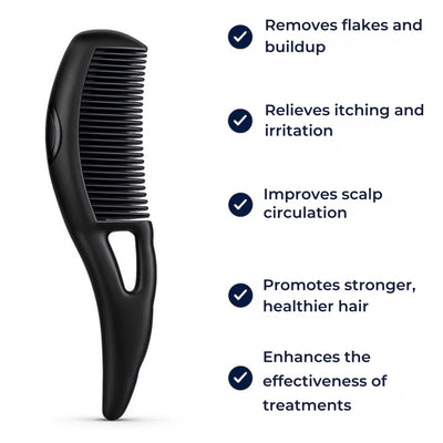 ClearScalp | Dandruff Removal Comb – Hollow Design – Soft Tip Scalp Massager – Relieves Itch – Removes Flakes – Healthy Clean Hair