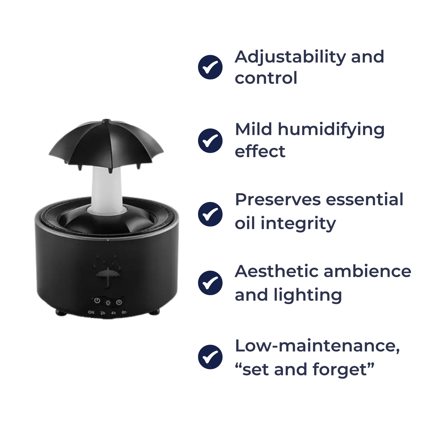 LumiDrop | Ultrasonic Aroma Diffuser – Rotating Umbrella Mist – LED Night Light – Quiet Humidifier for Bedroom