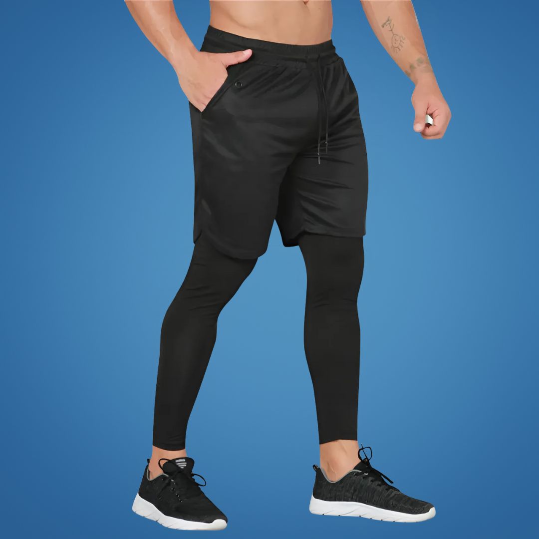 FlexStride | Men's 2-in-1 Running Shorts – Compression Support – Breathable Quick-Dry Fabric – Ideal for Gym & Fitness