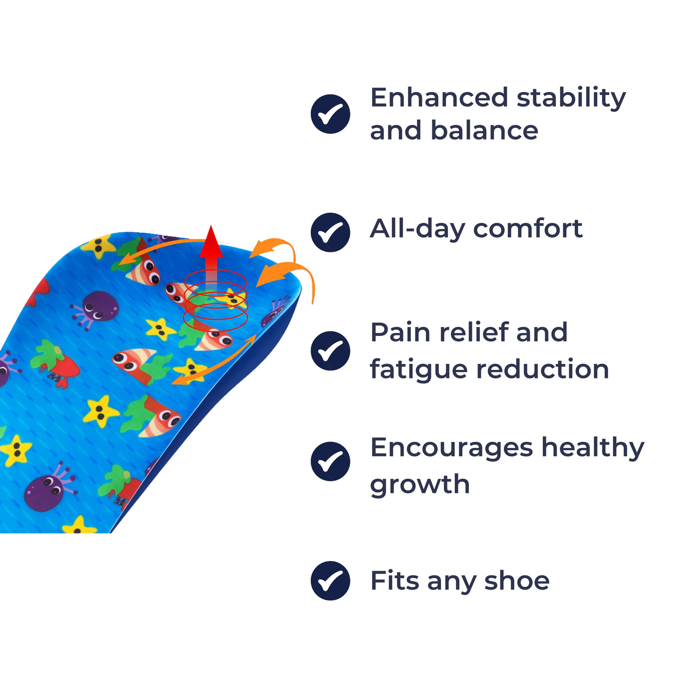ArchMate | Kids Orthotic Insoles – Flat Feet Support – Firm Arch Structure – Comfort & Stability for Active Feet