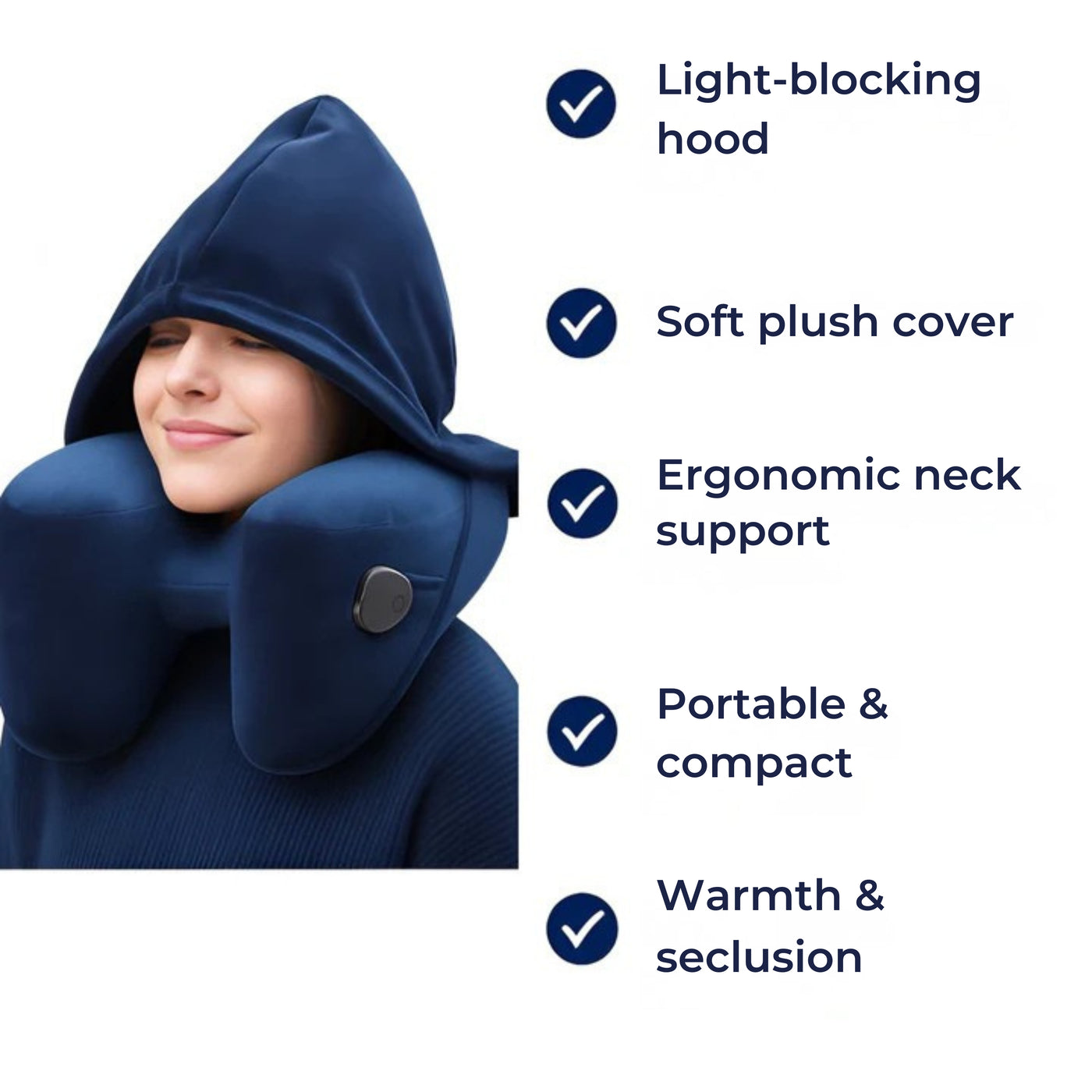 TravelHaven | Hooded Travel Pillow – Light-Blocking Hood – Soft Plush Cover – Ergonomic Neck Support – Portable Comfort For Long Journeys