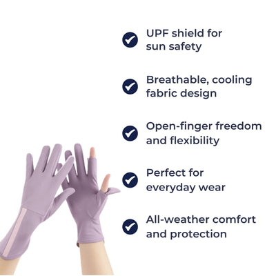 SunGuard | UV Protection Gloves – Breathable Cooling Fabric – Open Finger Touchscreen – Lightweight Comfort – Outdoor Driving & Cycling