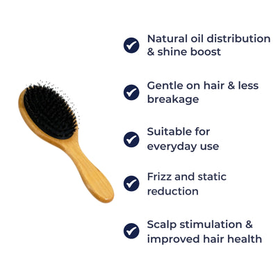 ShineLuxe | Detangling Boar Bristle Hair Brush – Anti-Frizz Scalp Massage – Natural Dual Bristles – Smooth Healthy Hair