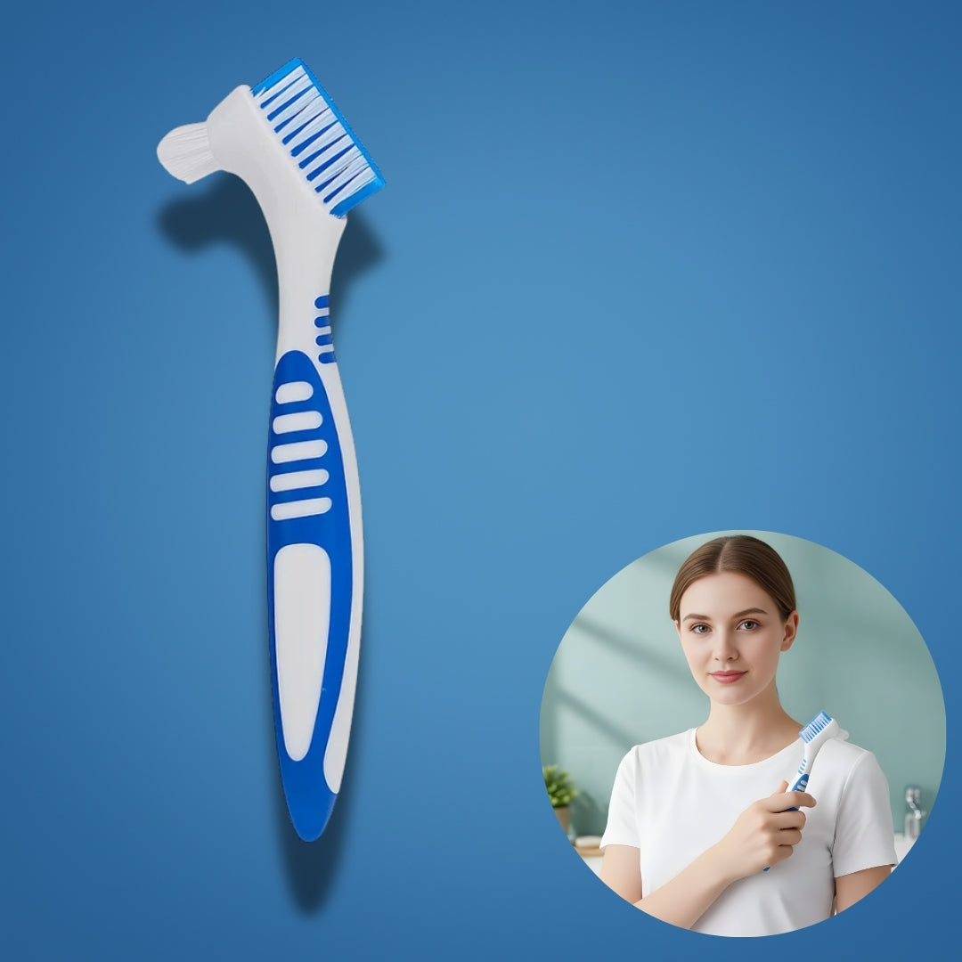 DentureEase | Denture Cleaning Brush – Soft Bristle Dual-Head – Anti-Slip Handle – Scratch-Free Cleaning – Fresh Breath for Seniors