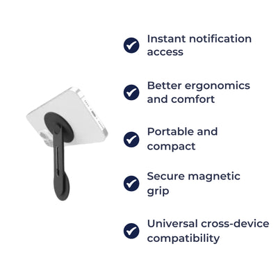 MagnaHold | Laptop Phone Mount – Magnetic Grip – 360° Adjustable Arm – Secure Hands-Free Viewing at Desk