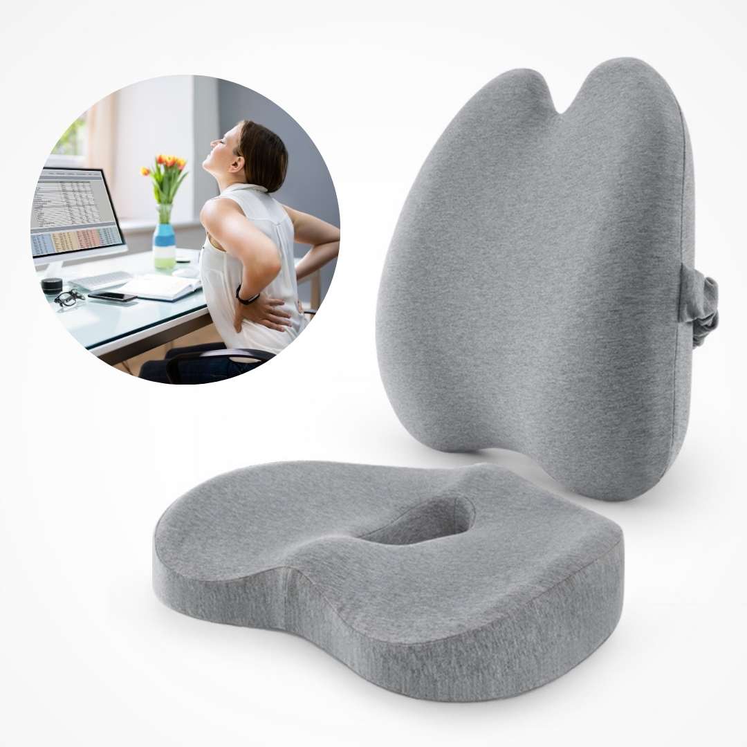 OrthoEase Orthopedic Comfort Set - Seat & Back Cushion | for Pain Relief and Posture Support - for Office Workers - Seniors - Pregnant Women