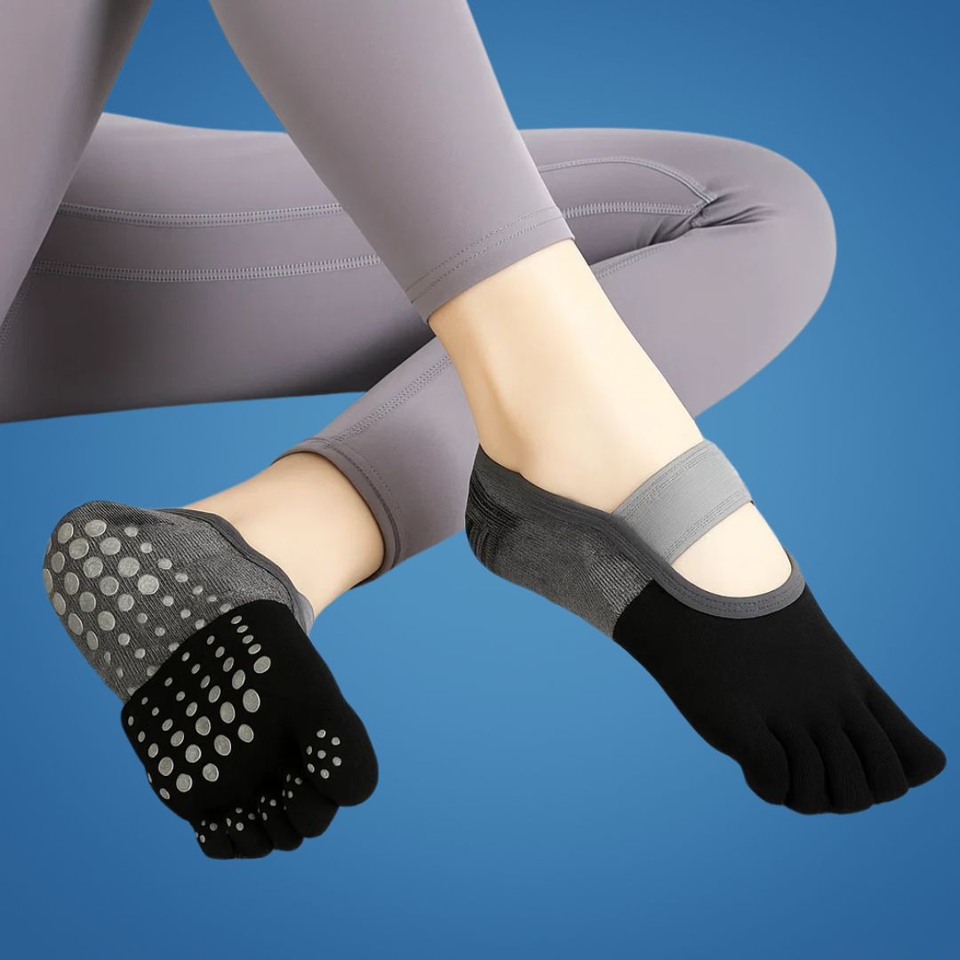 GripAlign | Pilates Five-Toe Grip Socks – Non-Slip Balance & Hygiene – Rubberised Dot Traction – Women’s Studio Confidence & Comfort