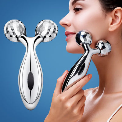 GlowRoller | Face Roller Massager – Depuffing & Lift – Metal Rolling Heads – Daily Spa Facial