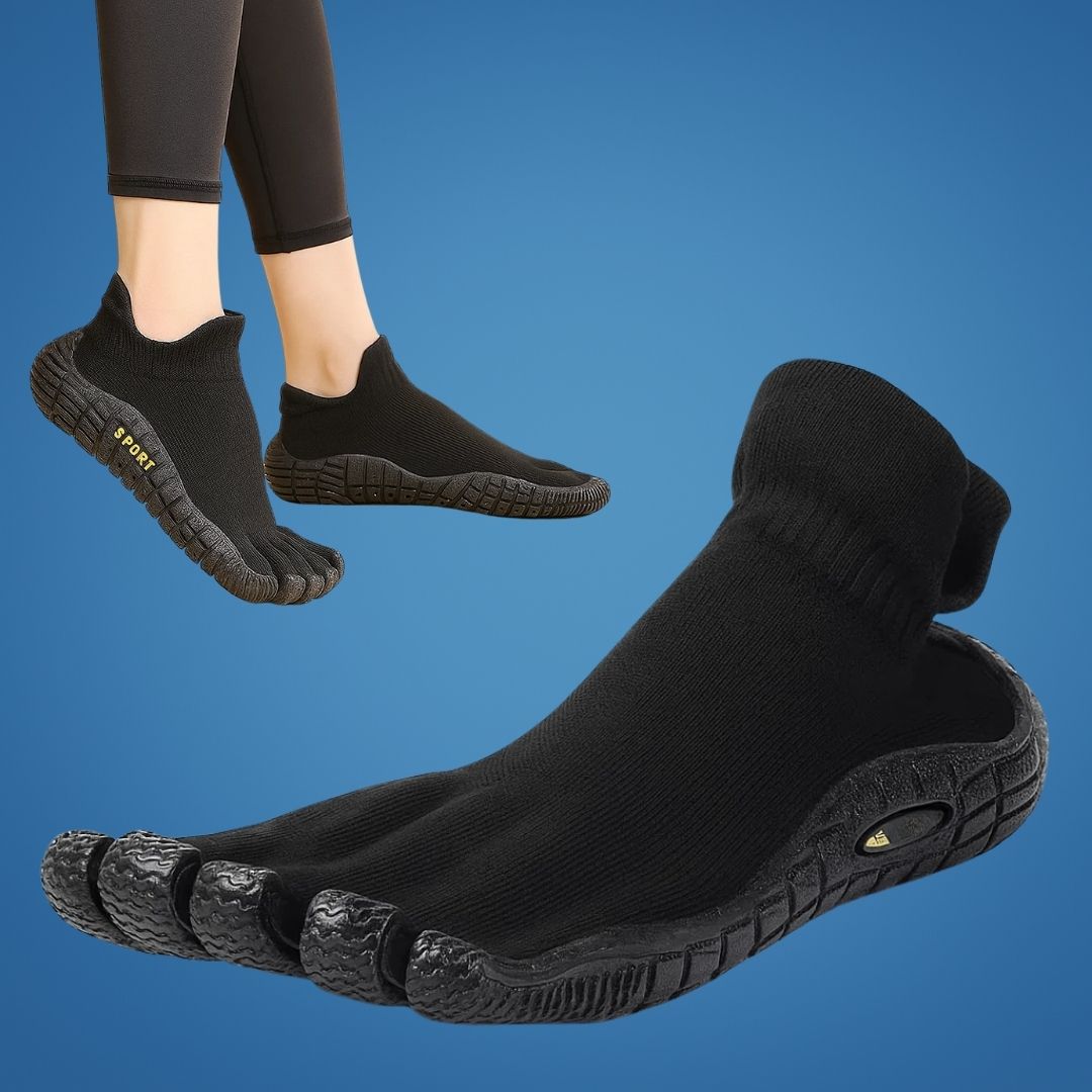 BareStride | Barefoot Toe‑Separated Sock Shoes – Zero‑Drop Flexible Sole – Breathable Knit Upper – Natural Balance for Yoga & Daily Wear