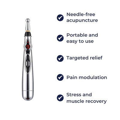 PulseCare | Pain Relief Acupuncture Pen – Drug-free Massage Therapy – Multi-head Design – Stress and Muscle Recovery