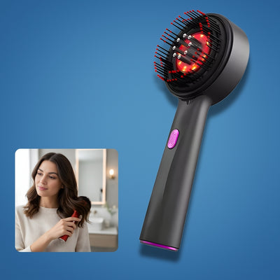 RootRevive | Hair Growth Scalp Massage Brush – Red-Light Therapy – Rechargeable Hand-Held – Boosts Density for Thinning Hair – ThickerGrowth
