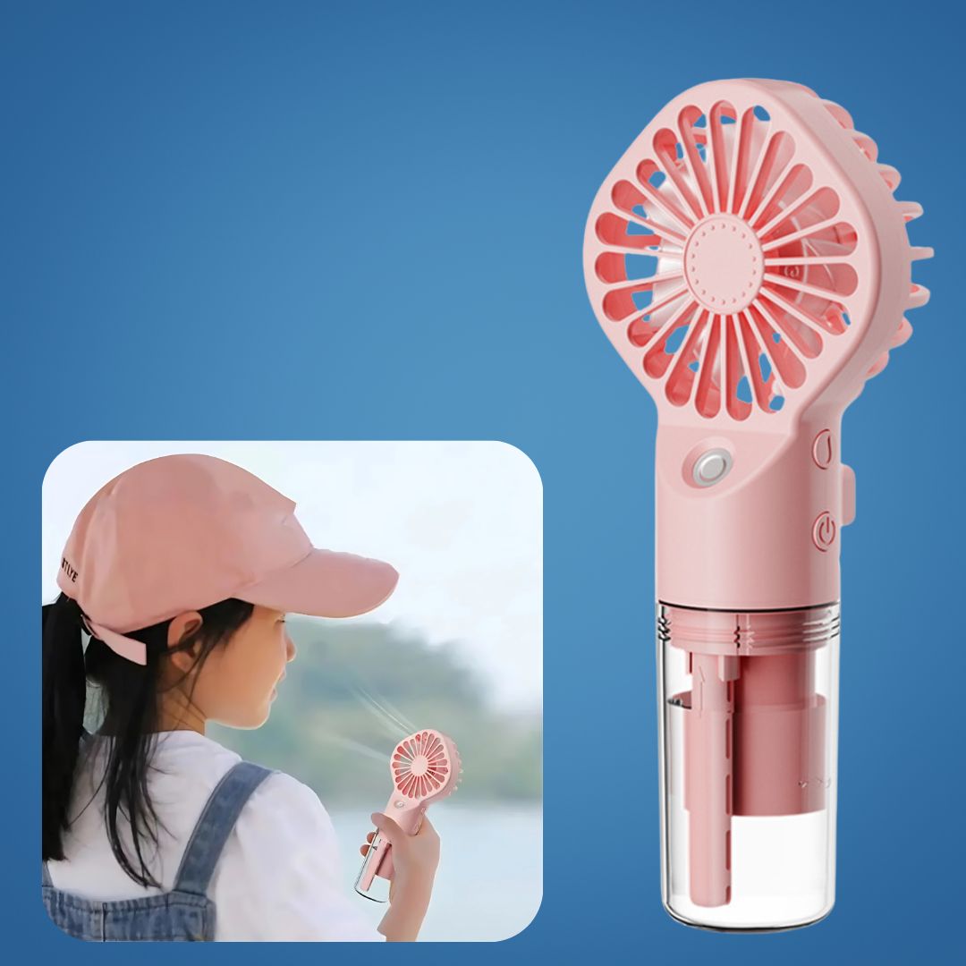 CoolMist | Misting Handheld Fan – Portable Cooling Mist Spray – Transparent Tank – USB Rechargeable – Beat Heat & Stay Cool Outdoors