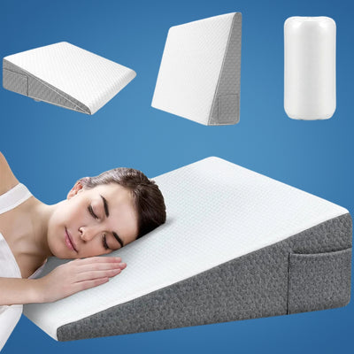 OrthoComfort | Triangle Wedge Pillow – Memory Foam – Extra Support for Heartburn – Sleep Apnea – Back Pain – Post-Surgery Recovery