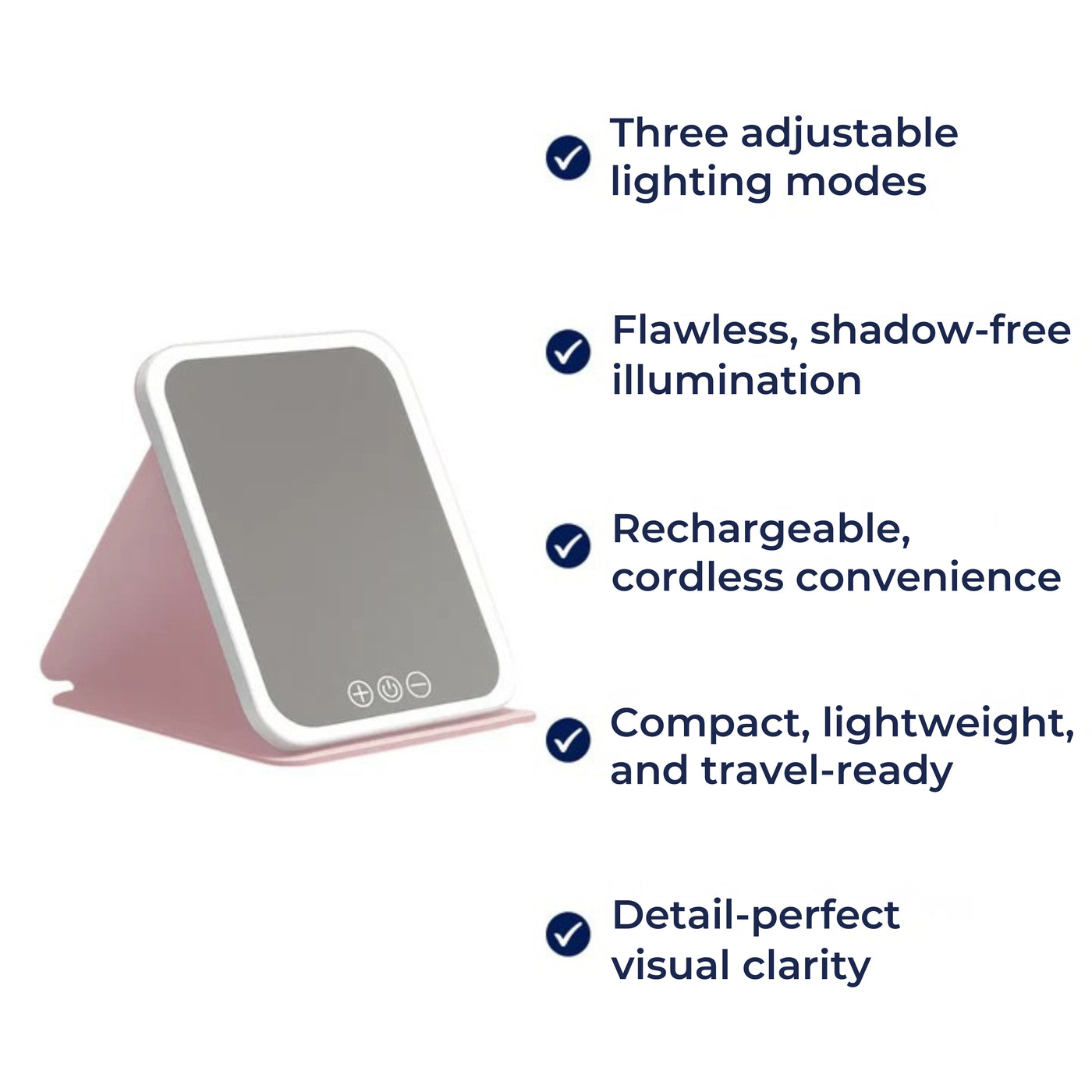 GlowMirror | LED Makeup Mirror – Adjustable 3-Colour Lighting – Rechargeable Portable Design – Perfect for Travellers & Beauty Fans