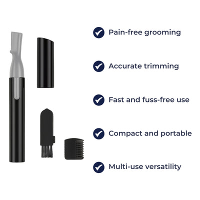 GroomEase | Eyebrow Trimmer – Painless Precision – Stainless Steel Mini Facial Shaver – For Sensitive Skin & On-the-Go Grooming
