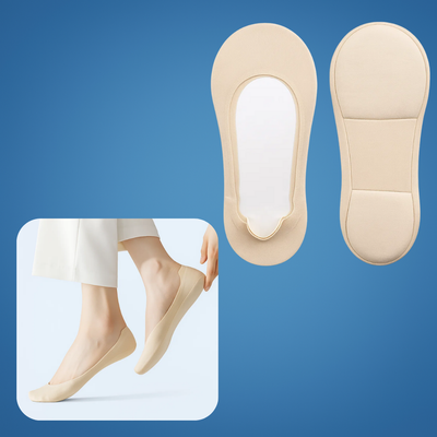 ComfyStride | No-Show Padded Socks – Shock Absorbing Comfort – Breathable Cotton Cushion – Anti-Slip Heel – Women All-Day Walking Relief