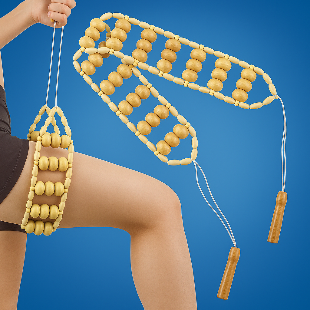 NaturEase | Back Massage Roller – Pain Relief – Solid-Wood Beads – Relieve Muscle Tension – Portable Full-Body Relaxation Tool