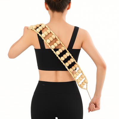 NaturEase | Back Massage Roller – Pain Relief – Solid-Wood Beads – Relieve Muscle Tension – Portable Full-Body Relaxation Tool