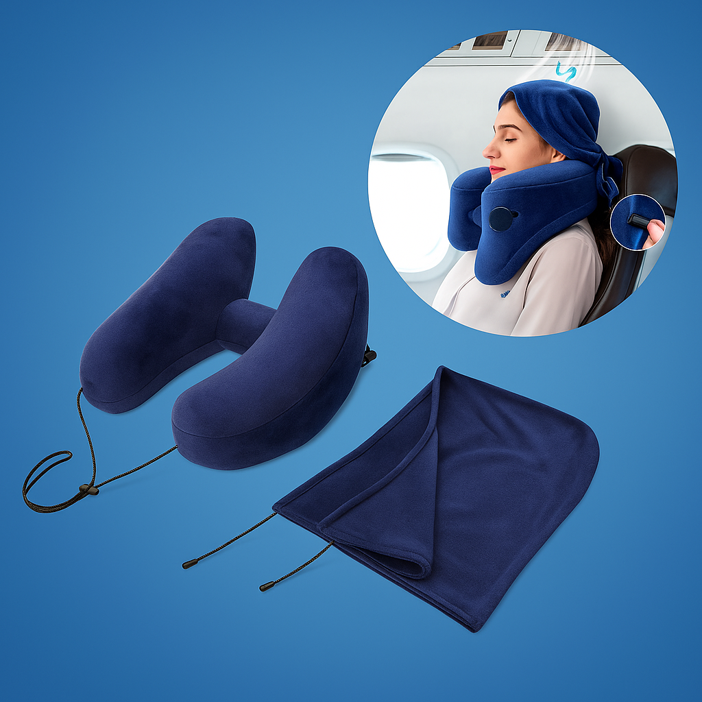 TravelHaven | Hooded Travel Pillow – Light-Blocking Hood – Soft Plush Cover – Ergonomic Neck Support – Portable Comfort For Long Journeys
