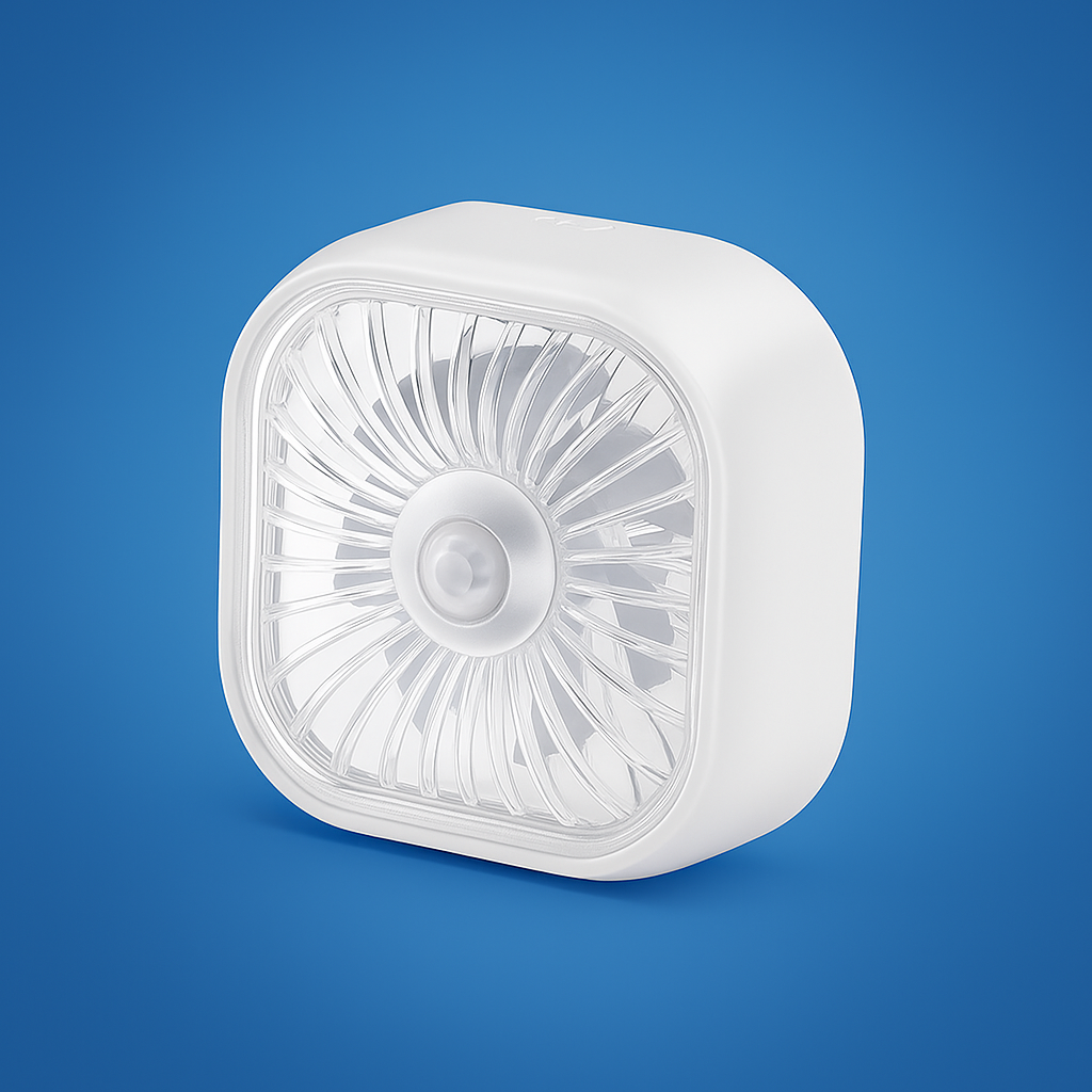 CoolGlow | USB Car Fan – 3-Speed Cooling – Colour-Changing LED Lights – Soft Rubber Vent Clip – Drivers & Passengers Summer Comfort