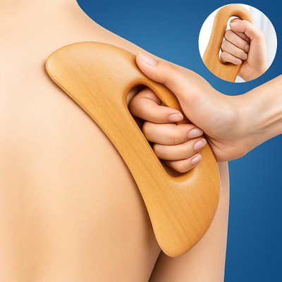 PureEase | Wooden Body Gua Sha Tool – Muscle Soreness Relief – Smooth Beechwood Finish – Full Body Massage – Relaxation & Recovery Benefits