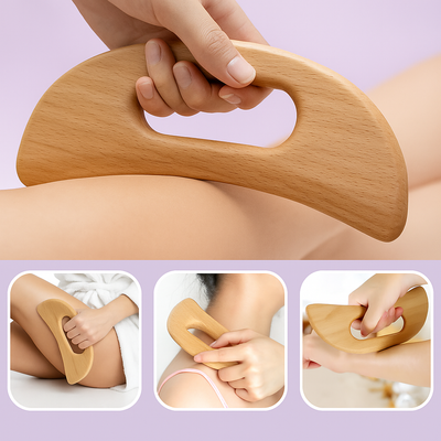 PureEase | Wooden Body Gua Sha Tool – Muscle Soreness Relief – Smooth Beechwood Finish – Full Body Massage – Relaxation & Recovery Benefits